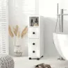 Armario de Baño con Ruedas Mueble Auxiliar para Baño con Estante Abierto Puerta y Cajón 18x30x68,5 cm Blanco - Ogal.Es