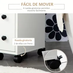 Armario de Baño con Ruedas Mueble Auxiliar para Baño con Estante Abierto Puerta y Cajón 18x30x68,5 cm Blanco - Ogal.Es