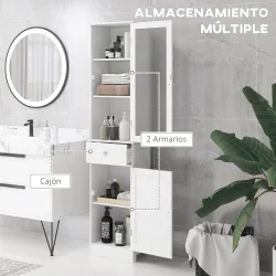 Armario de Baño Alto, Armario de Almacenaje Delgado, con Estantes Ajustables, Cajón, para Espacios Pequeños, Mod... - Ogal.Es