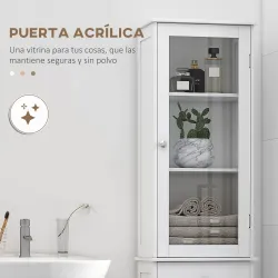 Armario de Baño Alto, Armario de Almacenaje Delgado, con Estantes Ajustables, Cajón, para Espacios Pequeños, Mod... - Ogal.Es