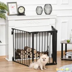 Barrera para Perros Plegable de 3 Paneles con Cierre Inteligente Barrera de Seguridad para Pasillo 180x74,5 cm N... - Ogal.Es