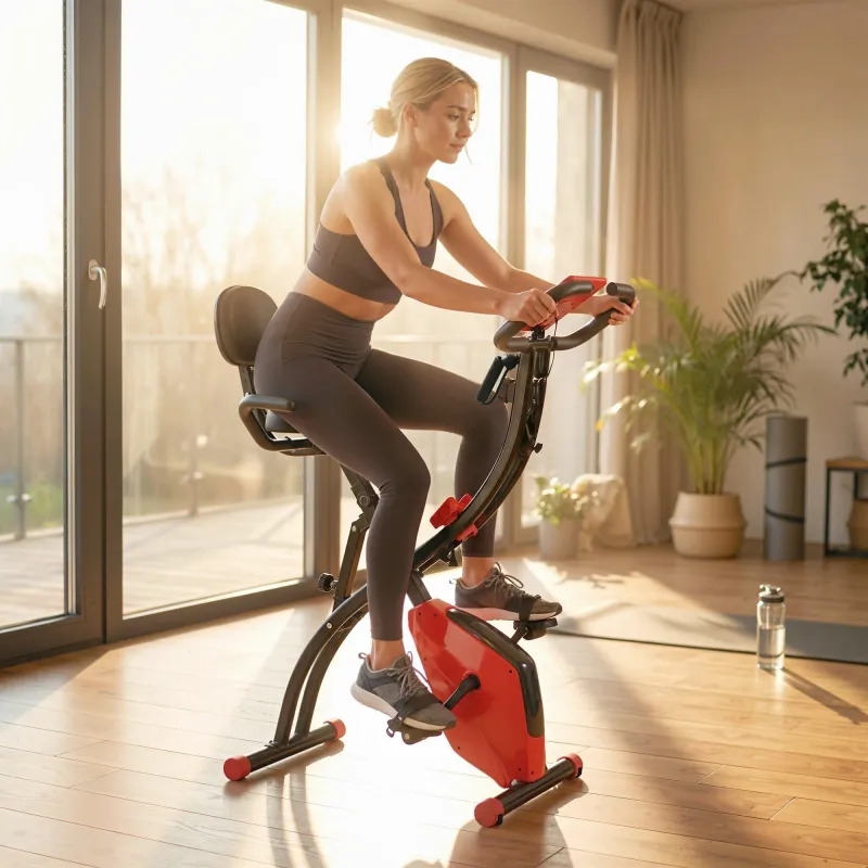Bicicleta Estática Plegable 3 en 1 con Respaldo y 8 Niveles Resistencia Magnética, Bicicleta Estática para Casa ... - Ogal.Es