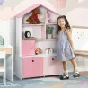 Estantería de Madera Infantil Librería para Niños con 4 Compartimentos 1 Puerta y 2 Cajones Extraíbles con Rueda... - Ogal.Es