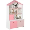 Estantería de Madera Infantil Librería para Niños con 4 Compartimentos 1 Puerta y 2 Cajones Extraíbles con Rueda... - Ogal.Es