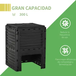 Compostador Capacidad de 300L Compostera Orgánica para Producción Abono de Jardín Exterior con 48 Respiraderos 6... - Ogal.Es