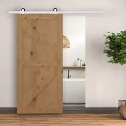 183 cm Herraje para Puerta Corredera Kit de Accesorios para Puerta Corrediza de Madera con Guía de Suelo Riel de... - Ogal.Es