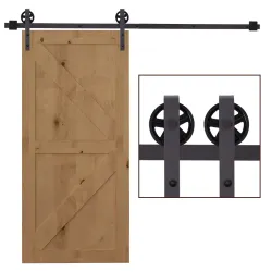 6FT/183cm Herraje para Puerta Corredera Kit de Puerta Corrediza de Madera con Guía de Suelo Riel de Acero al Car... - Ogal.Es