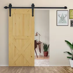 Herraje para Puerta Corredera 200 cm Tipo Flecha Kit de Accesorios para Puerta Corrediza Granero de Madera Negro - Ogal.Es