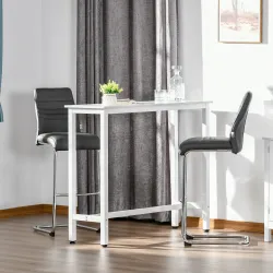 Mesa de Bar Mesa Alta con Encimera de Melamina Efecto Marmoleado y Patas de Acero Estilo Moderno para Cocina Caf... - Ogal.Es
