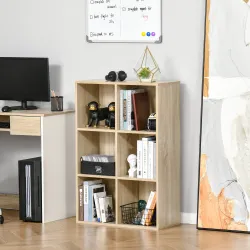 Librería de 3 Niveles, Estantería para Libros con 6 Cubos de Almacenaje, para Sala de Estar, Dormitorio, Estudio... - Ogal.Es