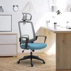 Silla de Oficina Ergonómica Silla Escritorio Giratoria con Altura Ajustable Soporte Lumbar Reposabrazos y Reposa... - Ogal.Es