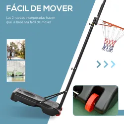 Canasta de Baloncesto Ajustable de 205-261 cm Aro de Baloncesto Portátil con Soporte de Acero Base Rellenable y ... - Ogal.Es