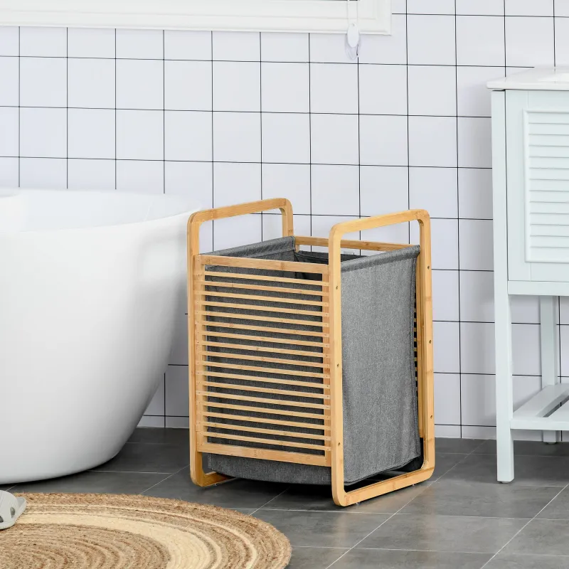 Cesto para Ropa Sucia de Bambú Cesto Rectangular de Ropa Portátil con Tapa y Bolsa Extraíble Mueble de Baño Dorm... - Ogal.Es