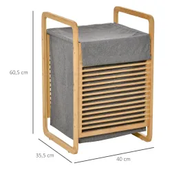 Cesto para Ropa Sucia de Bambú Cesto Rectangular de Ropa Portátil con Tapa y Bolsa Extraíble Mueble de Baño Dorm... - Ogal.Es
