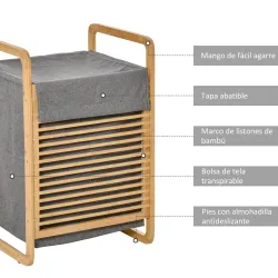 Cesto para Ropa Sucia de Bambú Cesto Rectangular de Ropa Portátil con Tapa y Bolsa Extraíble Mueble de Baño Dorm... - Ogal.Es