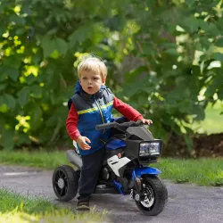 Moto Eléctrica Infantil con Luces Bocina Música Neumáticos Anchos Moto para Niños con Velocidad 3 km/h Azul - Ogal.Es