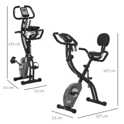 Bicicleta Estática Plegable Resistencia Magnética Ajustable de 8 Niveles con Sensor de Pulso Pantalla LCD Sillín... - Ogal.Es