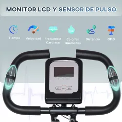 Bicicleta Estática Plegable Resistencia Magnética Ajustable de 8 Niveles con Sensor de Pulso Pantalla LCD Sillín... - Ogal.Es
