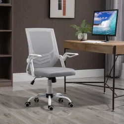 Silla de Oficina Ergonómica Silla de Malla con Altura Ajustable Reposabrazos Abatible Soporte Lumbar Transpirabl... - Ogal.Es