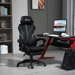 Silla Gaming con Reposapiés Retráctil Silla de Oficina Giratoria Reclinable con Reposacabezas y Altura Ajustable... - Ogal.Es