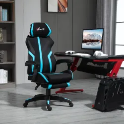 Silla Gaming con Reposapiés Retráctil Silla de Oficina Giratoria Reclinable con Reposacabezas y Altura Ajustable... - Ogal.Es