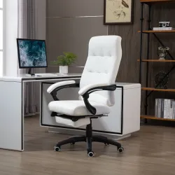 Silla de Oficina Giratoria Silla de Escritorio Reclinable Silla de Estudio Tapizada de PU con Altura Ajustable R... - Ogal.Es