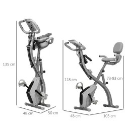 Bicicleta Estática Plegable 3 en 1 con Respaldo y 8 Niveles Resistencia Magnética, Bicicleta Estática en Casa Aj... - Ogal.Es