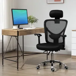 Silla de Escritorio Giratoria Silla de Oficina con Altura Ajustable Respaldo Reclinable Reposacabezas Regulable ... - Ogal.Es