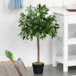 2 Plantas Artificiales de 90 cm de Altura Árboles de Laurel Decorativos con Maceta para Hogar Salón Uso en Inter... - Ogal.Es