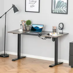 Escritorio Eléctrico con Altura Ajustable y 4 Teclas de Memoria para Oficina Hogar 140x70x72-116 cm Negro y Teca - Ogal.Es
