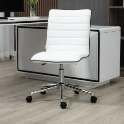 Silla de Oficina Sin Reposabrazos con Altura Ajustable Respaldo Tapizado en Piel Sintética 47x57x76,5-86,5 cm Bl... - Ogal.Es