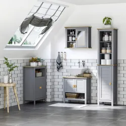 Armario Alto de Baño Moderno Mueble Columna de Baño con 1 Puerta Estante Ajustable y 3 Compartimentos 39x30x168 ... - Ogal.Es