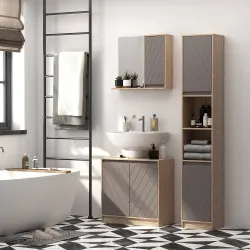 Armario de Baño Alto, Columna de Baño Estrecha con 2 Puertas y 2 Estantes Abiertos, para Espacios Pequeños, 30x2... - Ogal.Es