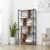 Estantería Librería de 4 Niveles con 8 Compartimentos de Almacenamiento Estilo Industrial para Sala de Estar Ofi... - Ogal.Es