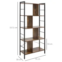 Estantería Librería de 4 Niveles con 8 Compartimentos de Almacenamiento Estilo Industrial para Sala de Estar Ofi... - Ogal.Es