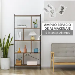 Estantería Librería de 4 Niveles con 8 Compartimentos de Almacenamiento Estilo Industrial para Sala de Estar Ofi... - Ogal.Es