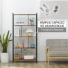 Estantería Librería de 4 Niveles con 8 Compartimentos de Almacenamiento Estilo Industrial para Sala de Estar Ofi... - Ogal.Es