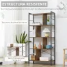 Estantería Librería de 4 Niveles con 8 Compartimentos de Almacenamiento Estilo Industrial para Sala de Estar Ofi... - Ogal.Es