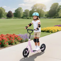 Patinete para Niños de 5-12 Años Scooter de 2 Ruedas Grandes de 12 Pulgadas con Freno y Manillar Ajustable en Al... - Ogal.Es