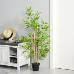 Planta Artificial de Bambú 120 cm Árbol Artificial en Maceta Decorativa para Interior Hogar Ø15,5x120 cm Verde - Ogal.Es