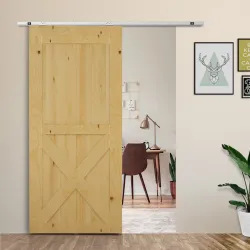 Herraje para Puerta Corredera 186 cm Kit de Accesorios para Puerta Corrediza de Madera con Riel de Metal - Ogal.Es