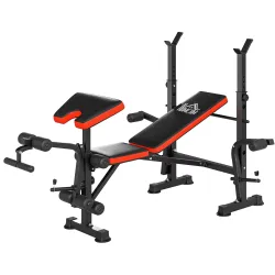 Banco de Musculación Multifuncional, Banco de Pesas con Respaldo Ajustable, Soporte para Barras Regulable, Exten... - Ogal.Es
