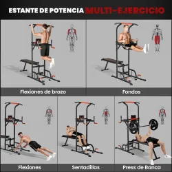 Barra de Dominadas Torre Entrenamiento Energía Power Tower Estación Pull Up Multifuncional Altura Ajustable 181-... - Ogal.Es