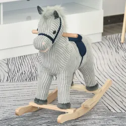 Caballito Balancín Infantil para Niños de +3 Años Caballo Mecedora de Felpa con Sonidos de Relincho y Galope Bas... - Ogal.Es