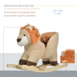 Caballito Balancín Infantil en Forma de León de Felpa Balancín para Bebés 18-36 Meses con Sonido Cinturón de Seg... - Ogal.Es