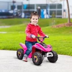 Quad Eléctrico para Niños de 18-36 Meses Batería 6V con Avance y Retroceso Carga Máx. 20 kg 72x40x45,5 cm Rosa - Ogal.Es