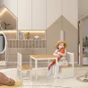 Mesa y Sillas Infantiles de 4 Piezas Mesa Infantil con 2 Sillas y Banco con Almacenaje Juego de Muebles para Act... - Ogal.Es