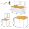 Mesa y Sillas Infantiles de 4 Piezas Mesa Infantil con 2 Sillas y Banco con Almacenaje Juego de Muebles para Act... - Ogal.Es