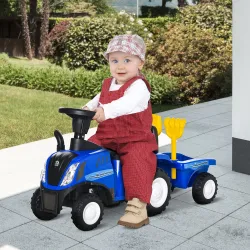 Tractor sin Pedales para Niños de 12-36 Meses con Remolque Extraíble Coche Correpasillos con Bocina Faros Pala A... - Ogal.Es