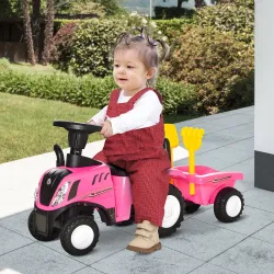 Tractor sin Pedales para Niños de 12-36 Meses con Remolque Extraíble Coche Correpasillos con Bocina Faros Pala A... - Ogal.Es